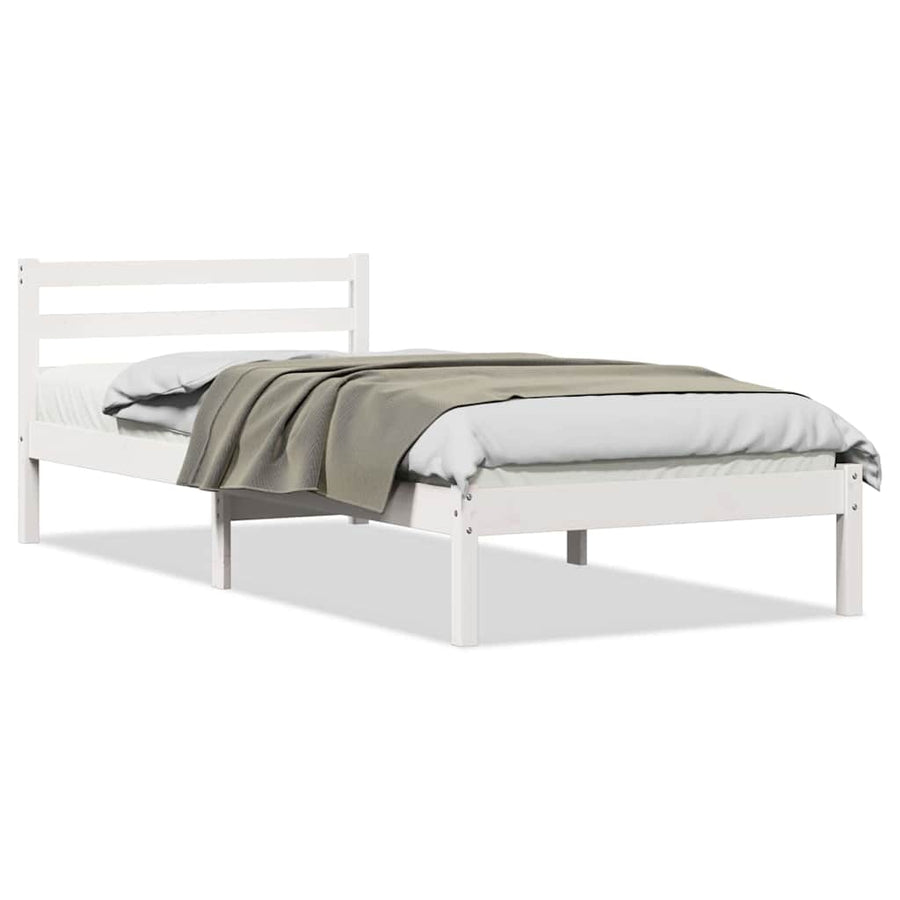 Bedframe Wit 225,5 x 95,5 x 69,5 cm Massief Vurenhout