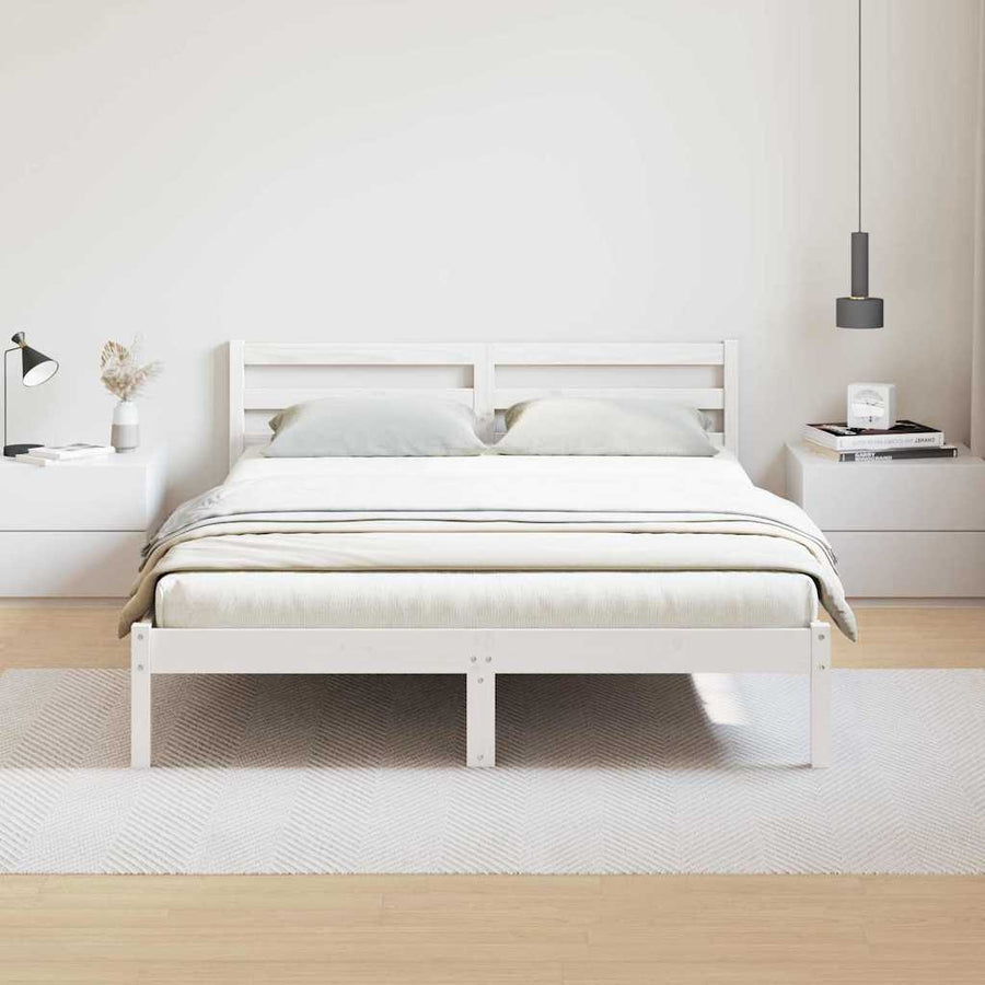 Bedframe Wit 225,5 x 145,5 x 69,5 cm Massief Vurenhout