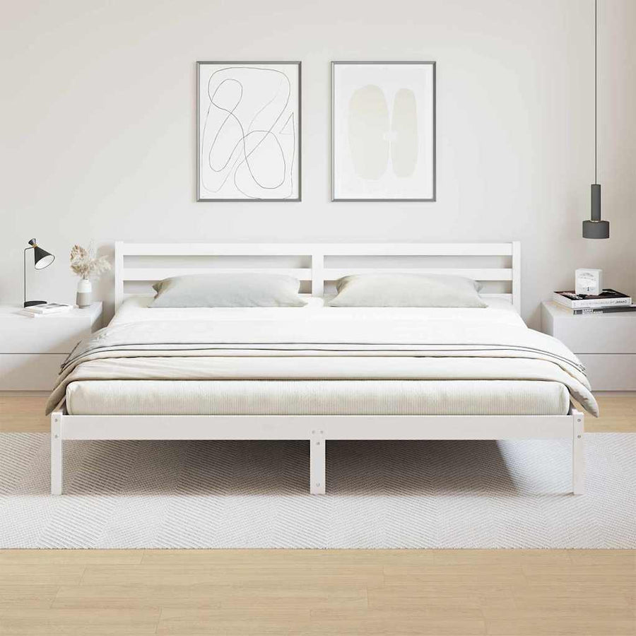 Bedframe Wit 225,5 x 205,5 x 69,5 cm Massief Vurenhout