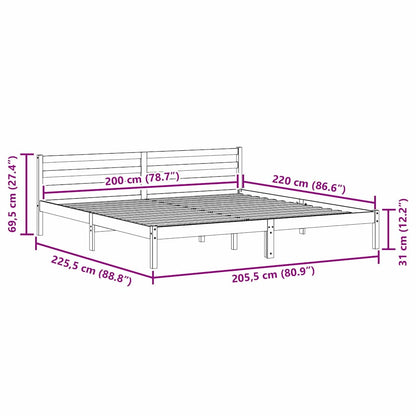 Bedframe Wit 225,5 x 205,5 x 69,5 cm Massief Vurenhout
