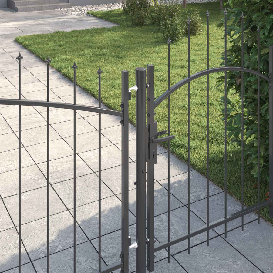 Tuinpoort met slot Grijs 150 x 400 cm Staal