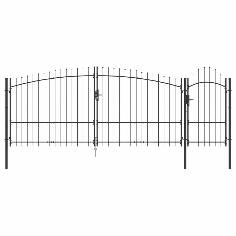 Tuinpoort met slot Grijs 150 x 400 cm Staal