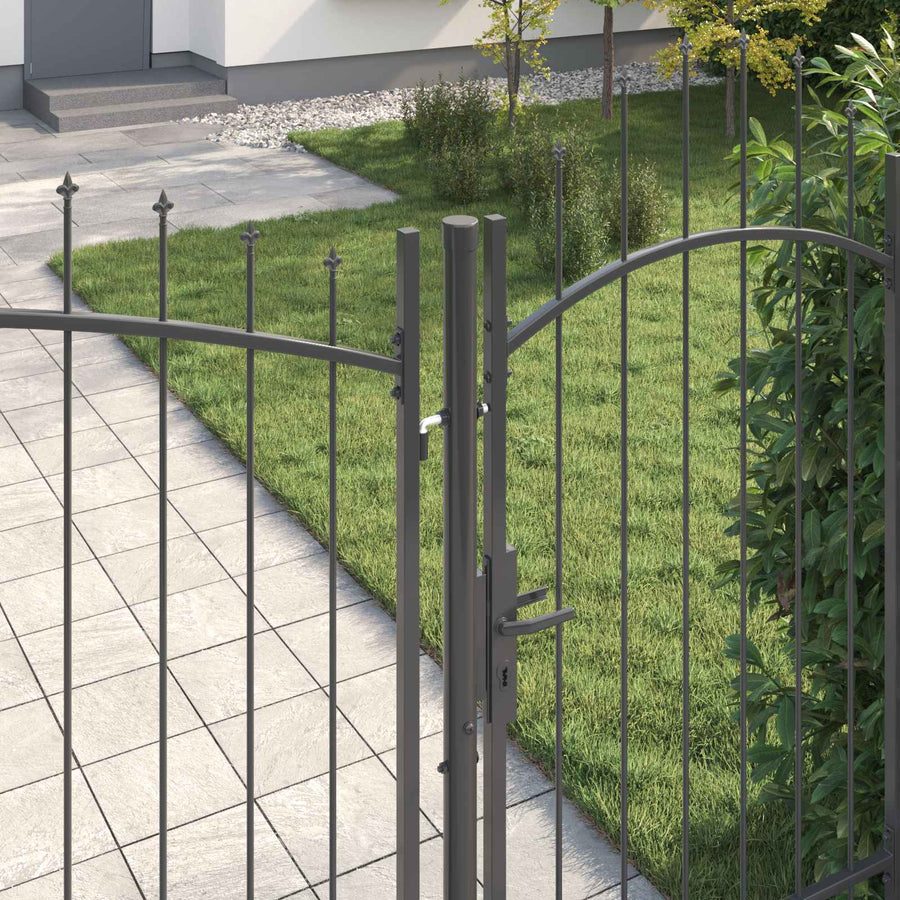 Tuinpoort met slot Grijs 195 x 400 cm Staal