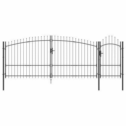 Tuinpoort met slot Grijs 195 x 400 cm Staal