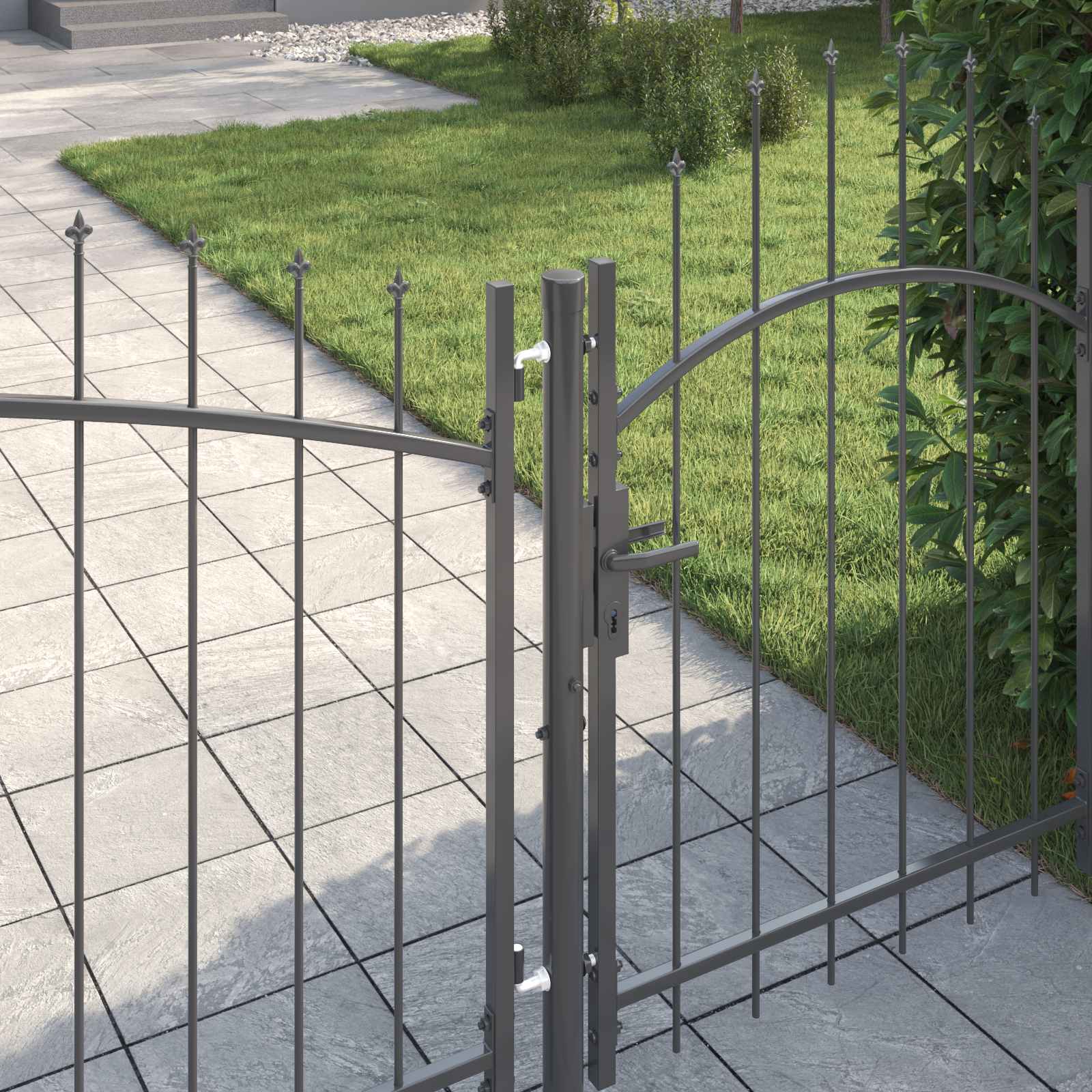 Tuinpoort met slot Woerden Grijs 150 x 500 cm Staal