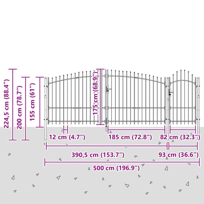 Tuinpoort met slot Woerden Grijs 150 x 500 cm Staal