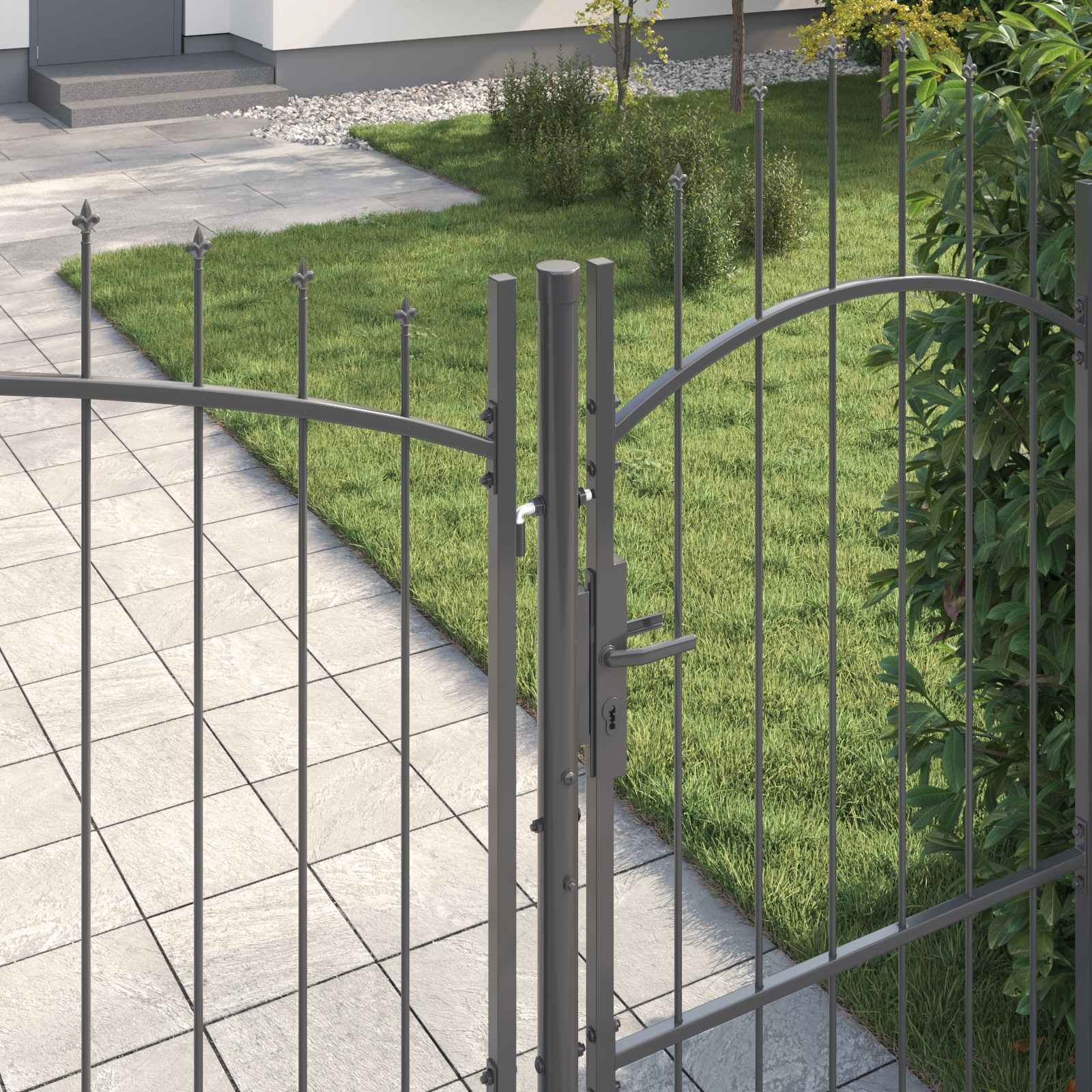 Tuinpoort met slot Woerden Grijs 175 x 500 cm Staal