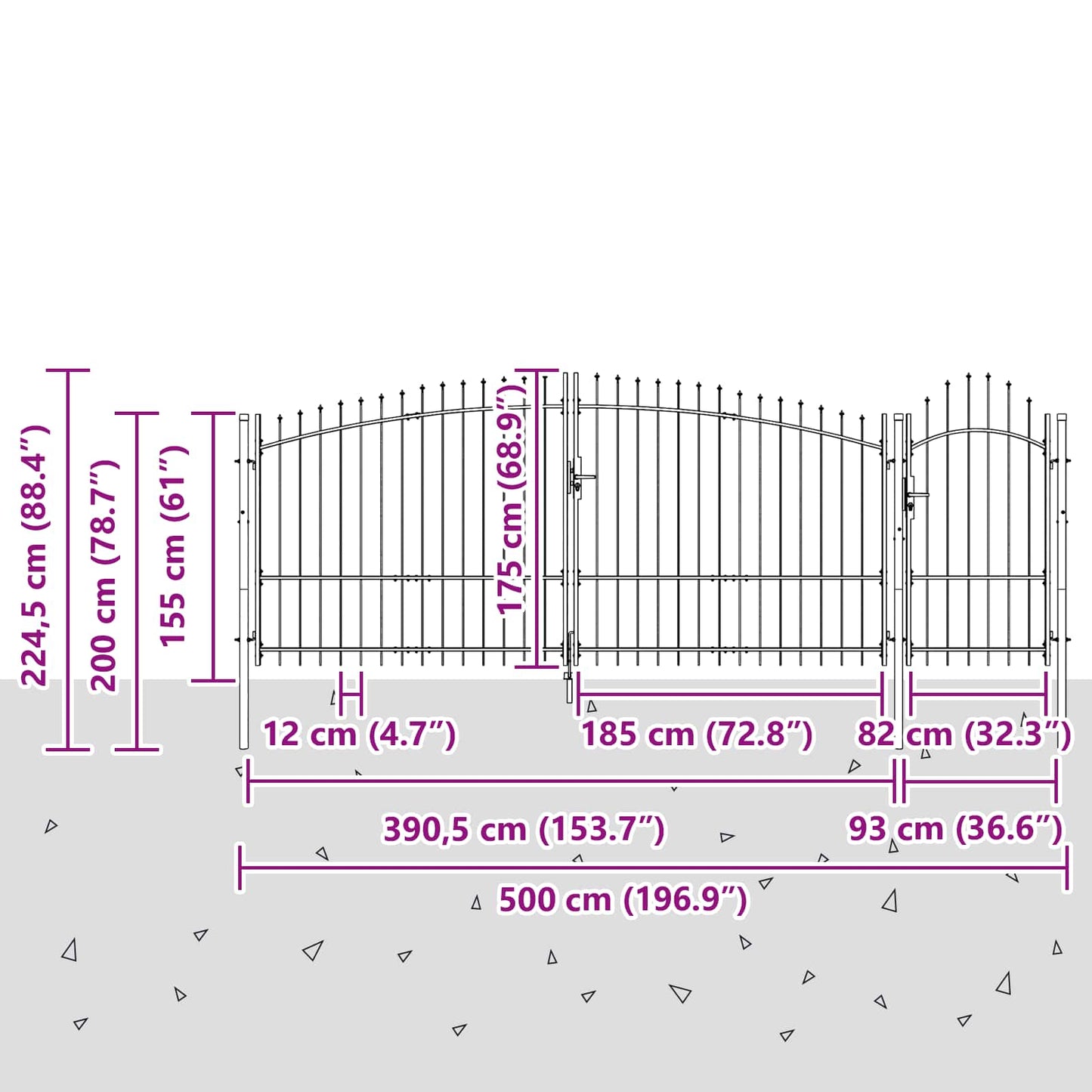 Tuinpoort met slot Woerden Grijs 175 x 500 cm Staal