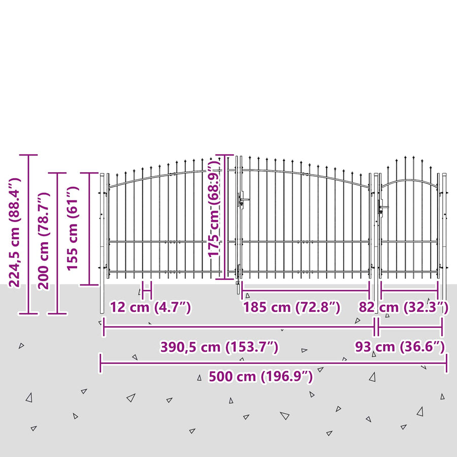 Tuinpoort met slot Woerden Grijs 175 x 500 cm Staal