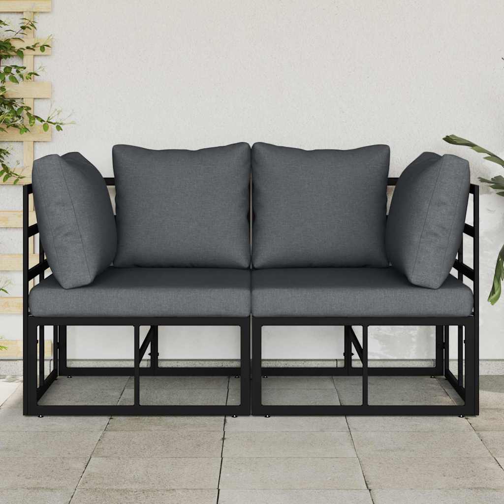 Buitenmeubelsets met kussen met kussen 2 pcs Zwart en Anthraciet