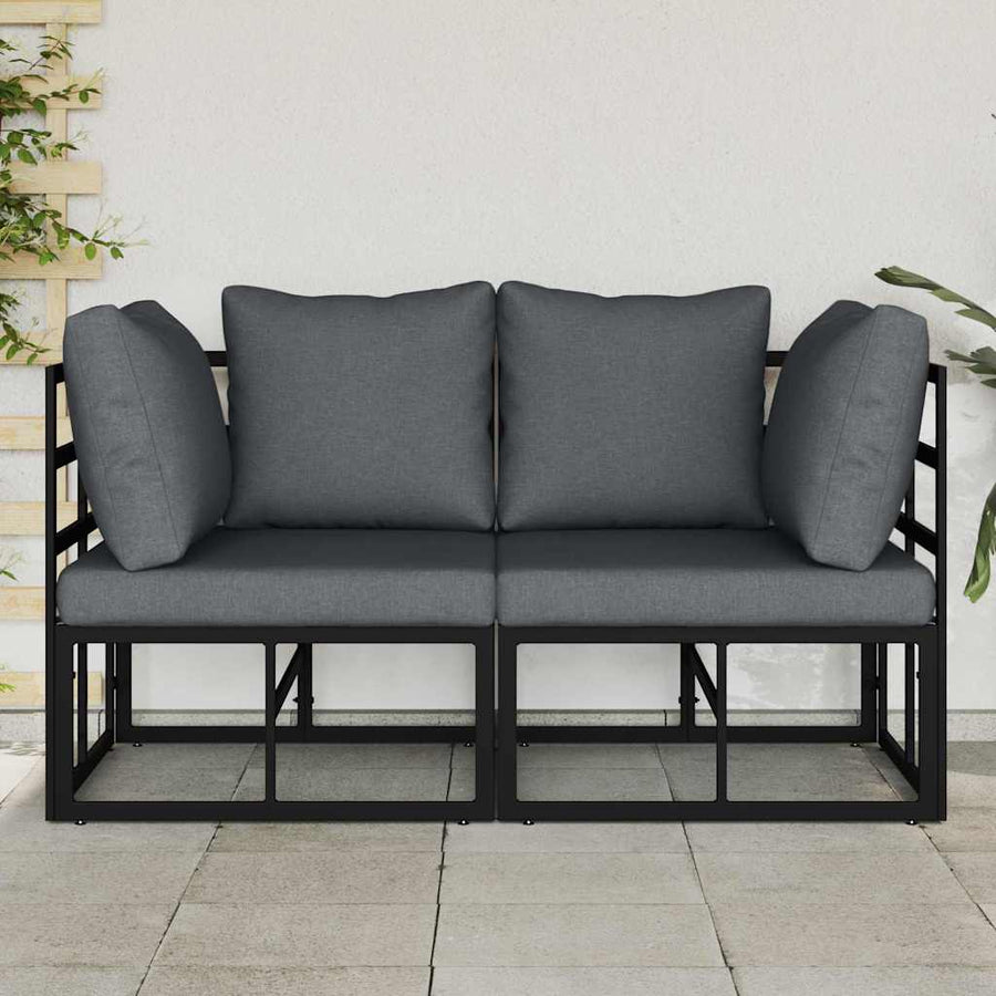 Buitenmeubelsets met kussen met kussen 2 pcs Zwart en Anthraciet