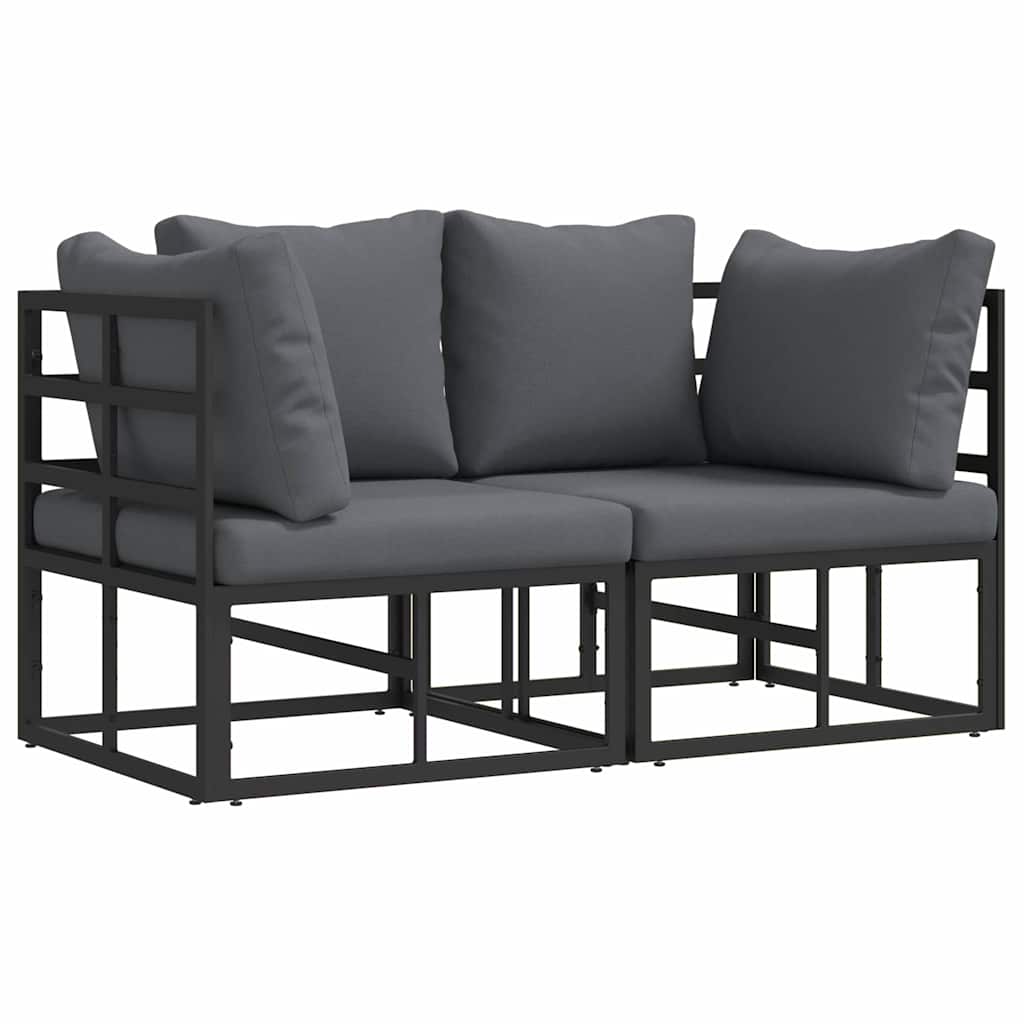 Buitenmeubelsets met kussen met kussen 2 pcs Zwart en Anthraciet