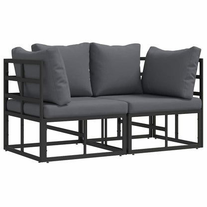 Buitenmeubelsets met kussen met kussen 2 pcs Zwart en Anthraciet