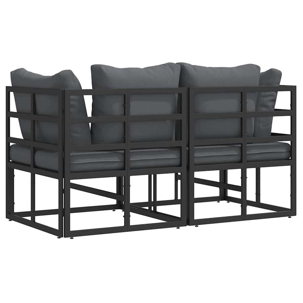 Buitenmeubelsets met kussen met kussen 2 pcs Zwart en Anthraciet