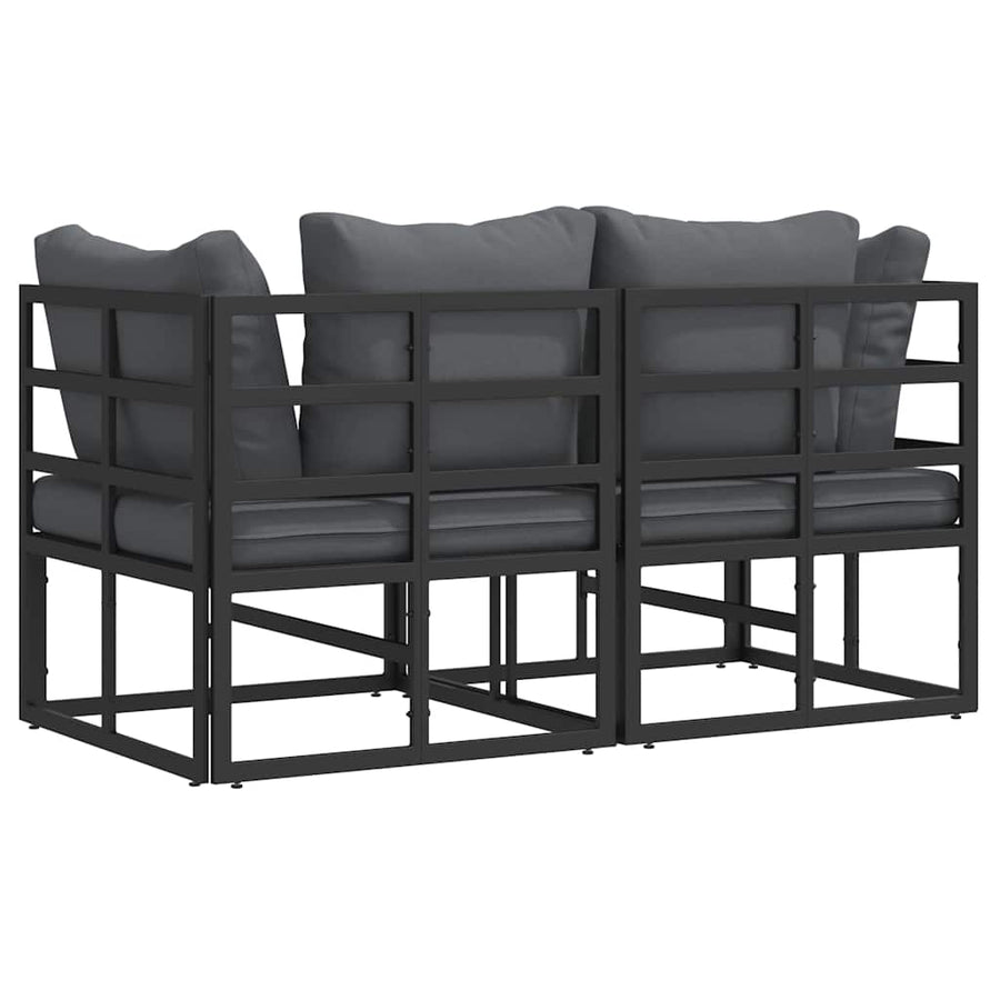 Buitenmeubelsets met kussen met kussen 2 pcs Zwart en Anthraciet
