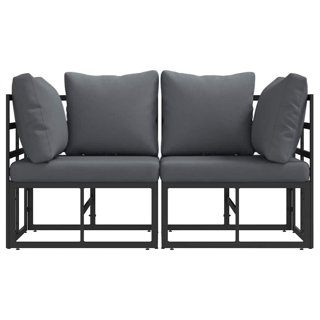 Buitenmeubelsets met kussen met kussen 2 pcs Zwart en Anthraciet