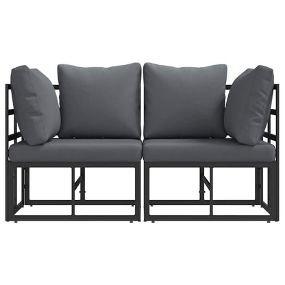 Buitenmeubelsets met kussen met kussen 2 pcs Zwart en Anthraciet
