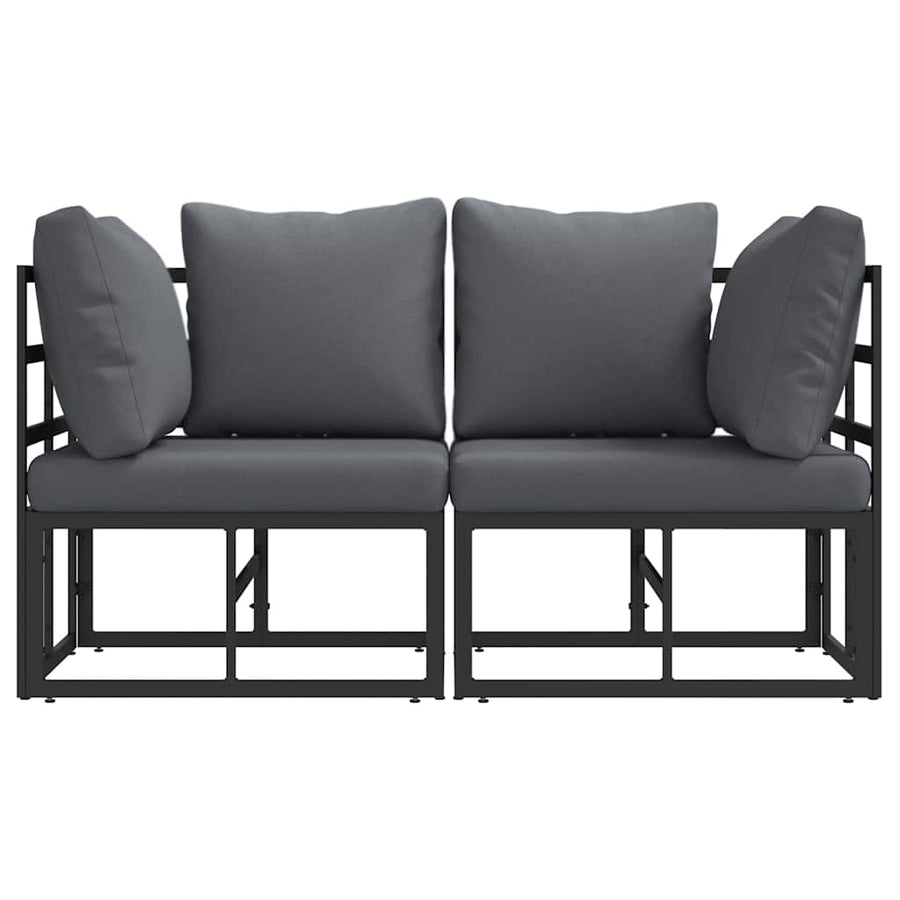 Buitenmeubelsets met kussen met kussen 2 pcs Zwart en Anthraciet