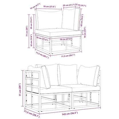 Buitenmeubelsets met kussen met kussen 2 pcs Zwart en Anthraciet