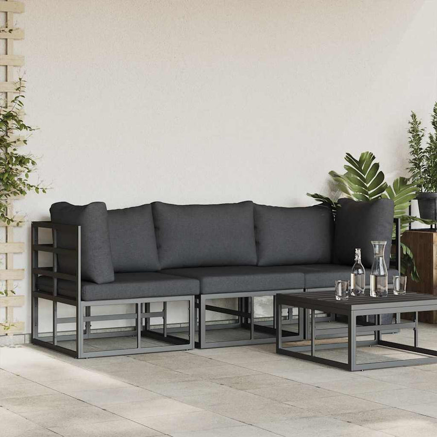 Buitenmeubelsets met kussen met kussen 3 pcs Zwart en Anthraciet
