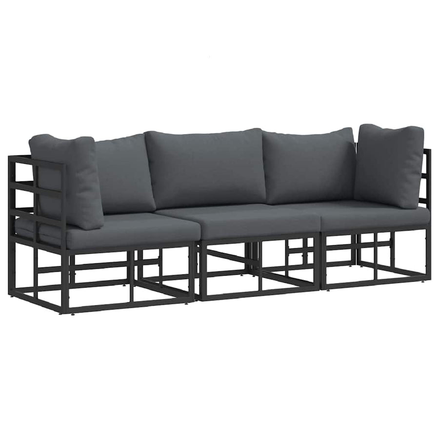 Buitenmeubelsets met kussen met kussen 3 pcs Zwart en Anthraciet