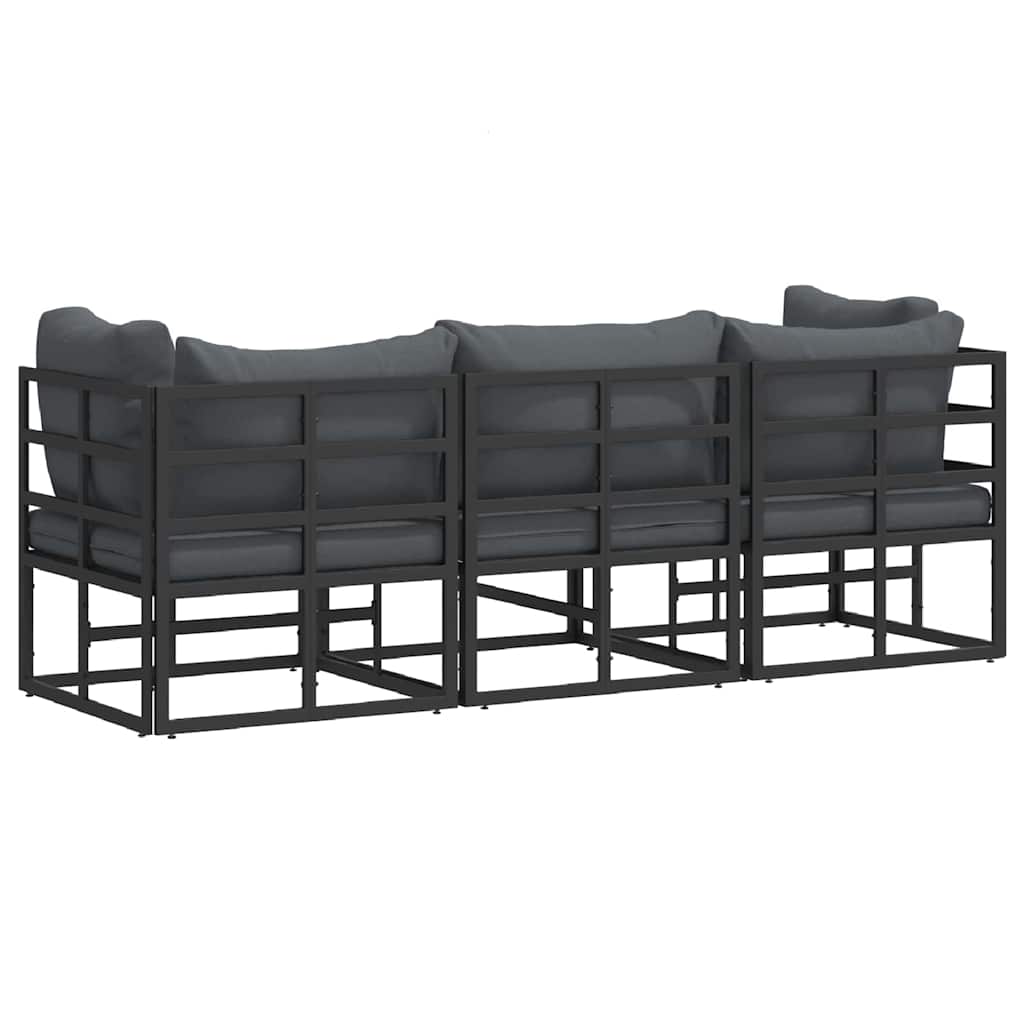 Buitenmeubelsets met kussen met kussen 3 pcs Zwart en Anthraciet