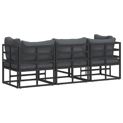 Buitenmeubelsets met kussen met kussen 3 pcs Zwart en Anthraciet