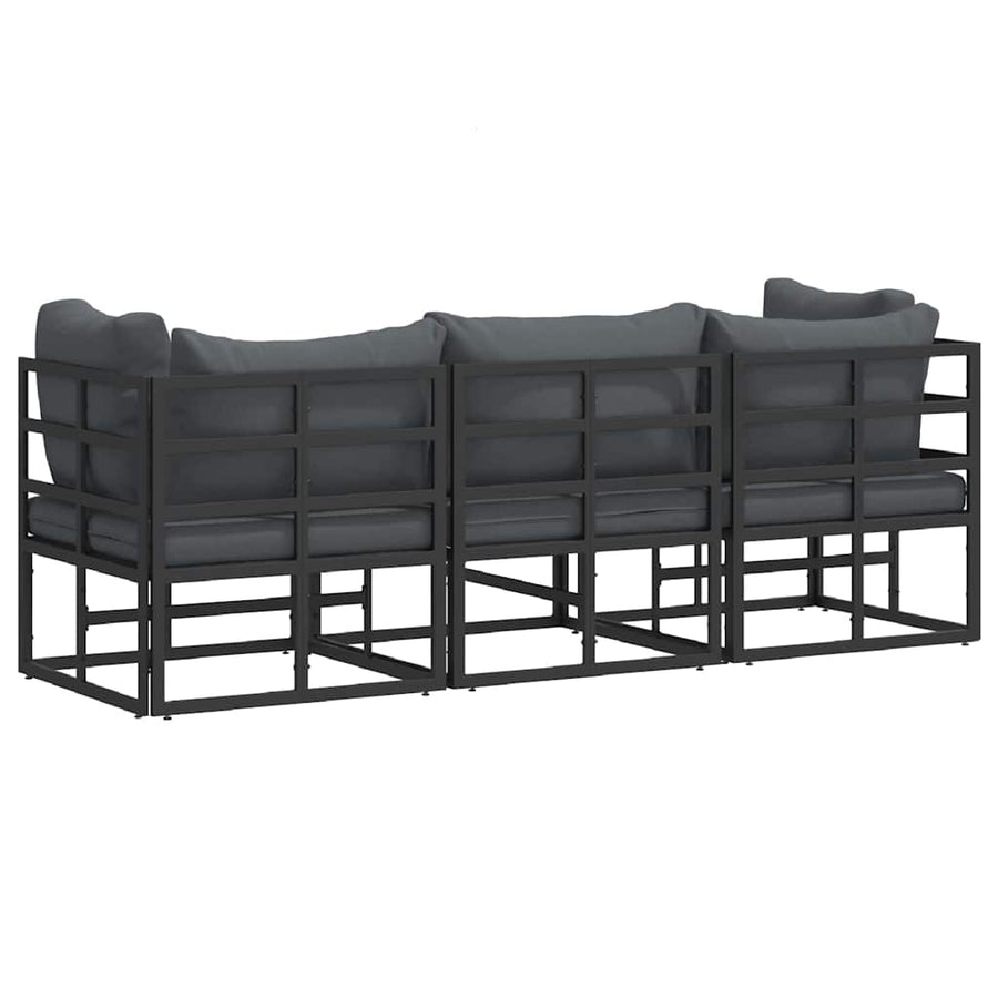 Buitenmeubelsets met kussen met kussen 3 pcs Zwart en Anthraciet