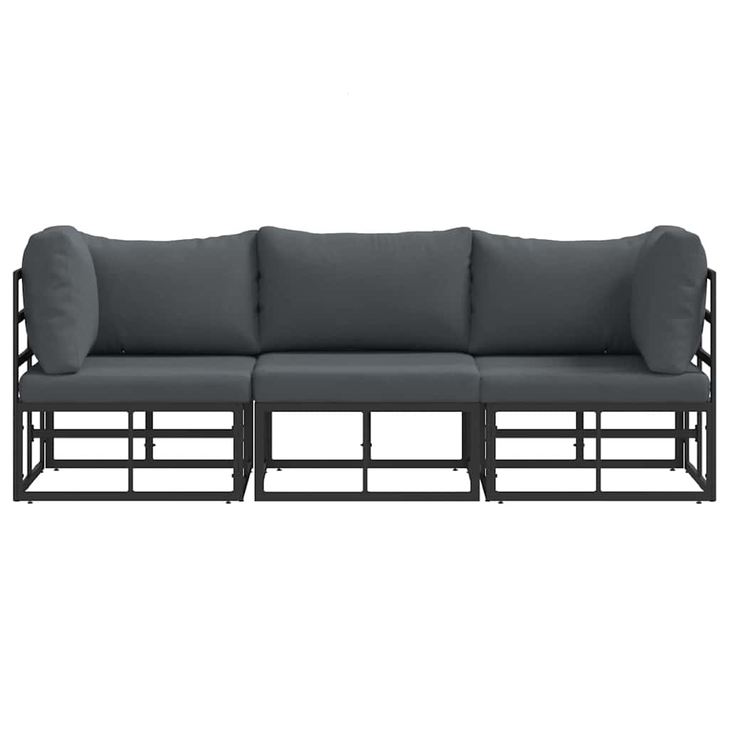 Buitenmeubelsets met kussen met kussen 3 pcs Zwart en Anthraciet