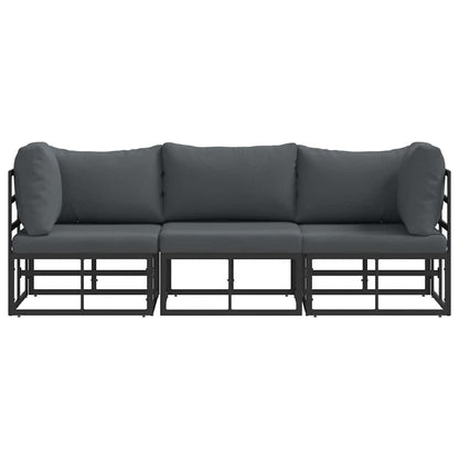 Buitenmeubelsets met kussen met kussen 3 pcs Zwart en Anthraciet