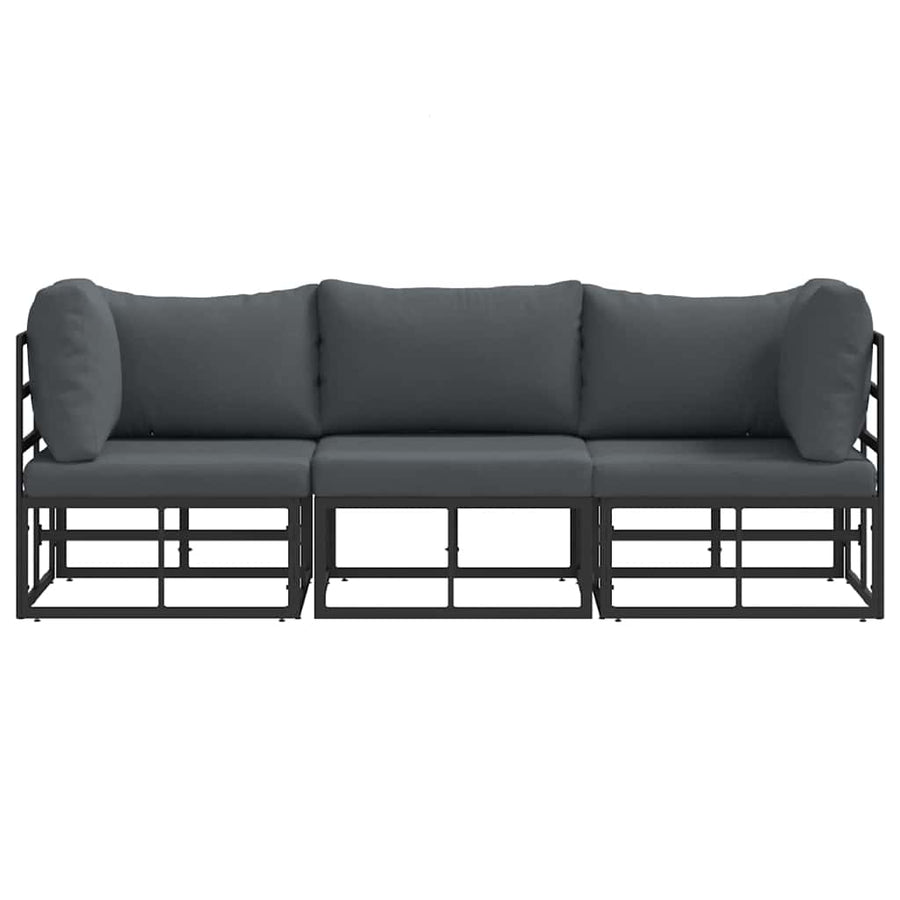 Buitenmeubelsets met kussen met kussen 3 pcs Zwart en Anthraciet