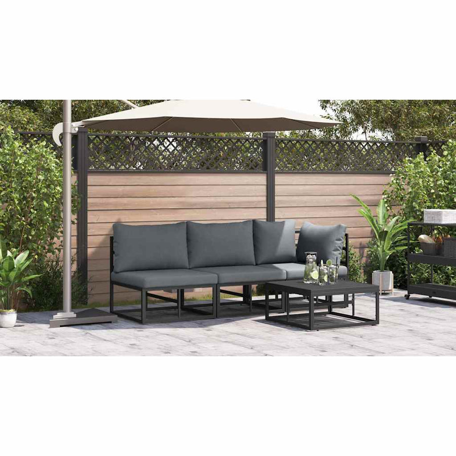 Buitenmeubelsets met kussen met kussen 3 pcs Zwart en Anthraciet