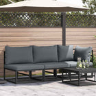Outdoor furniture with cushion 3 Pieces Black and Anthracite Metal