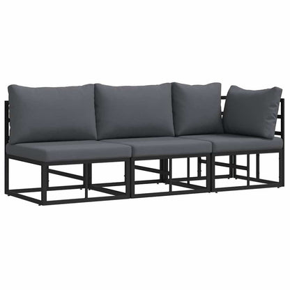 Buitenmeubelsets met kussen met kussen 3 pcs Zwart en Anthraciet