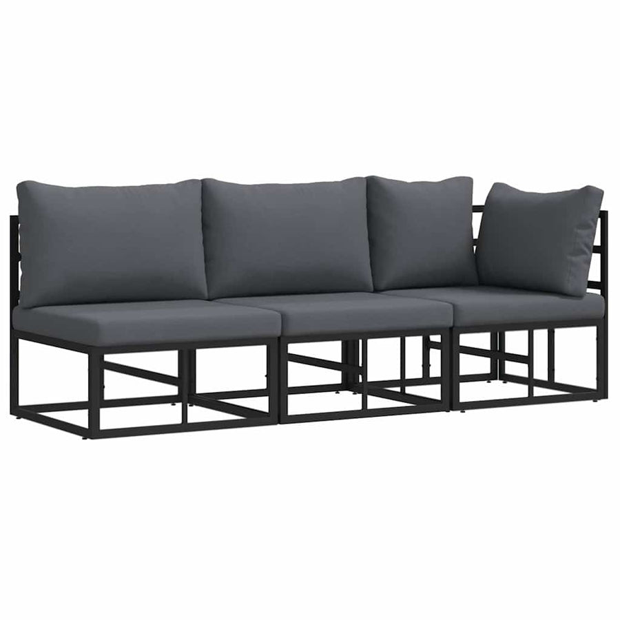 Buitenmeubelsets met kussen met kussen 3 pcs Zwart en Anthraciet