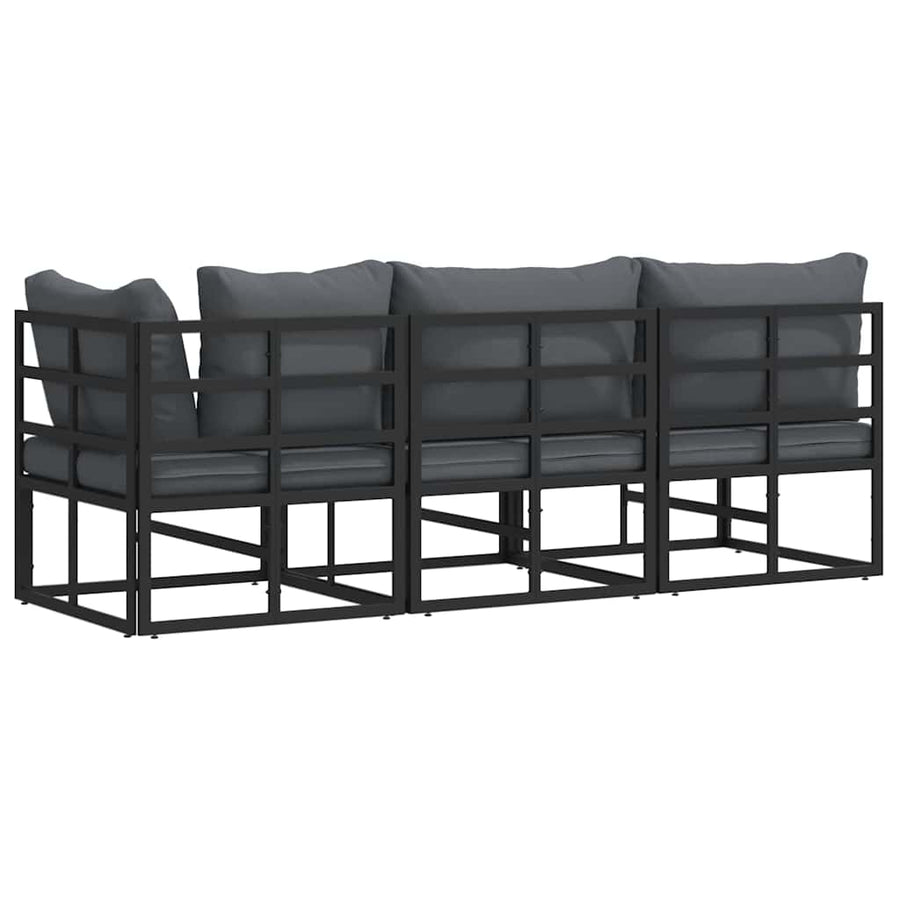 Buitenmeubelsets met kussen met kussen 3 pcs Zwart en Anthraciet