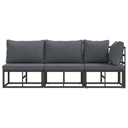 Buitenmeubelsets met kussen met kussen 3 pcs Zwart en Anthraciet