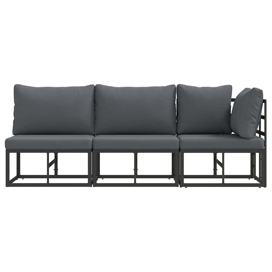 Buitenmeubelsets met kussen met kussen 3 pcs Zwart en Anthraciet