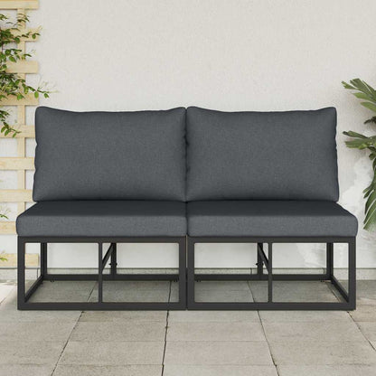 Buitenmeubelsets met kussen met kussen 2 pcs Zwart en Anthraciet