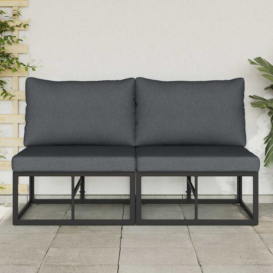 Buitenmeubelsets met kussen met kussen 2 pcs Zwart en Anthraciet