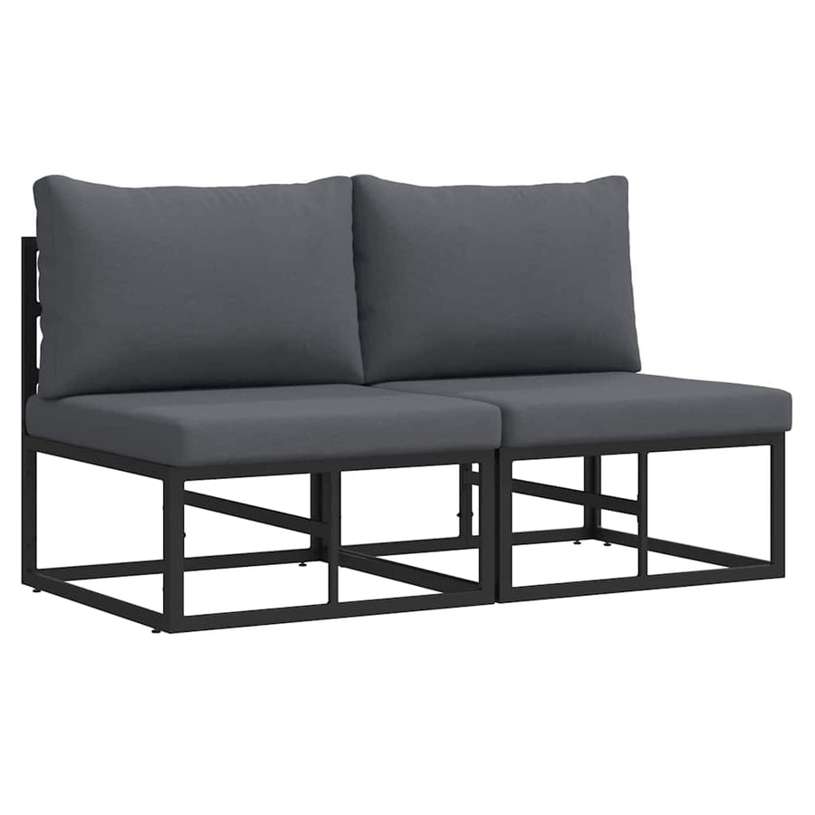 Buitenmeubelsets met kussen met kussen 2 pcs Zwart en Anthraciet