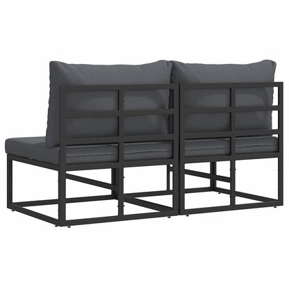Buitenmeubelsets met kussen met kussen 2 pcs Zwart en Anthraciet