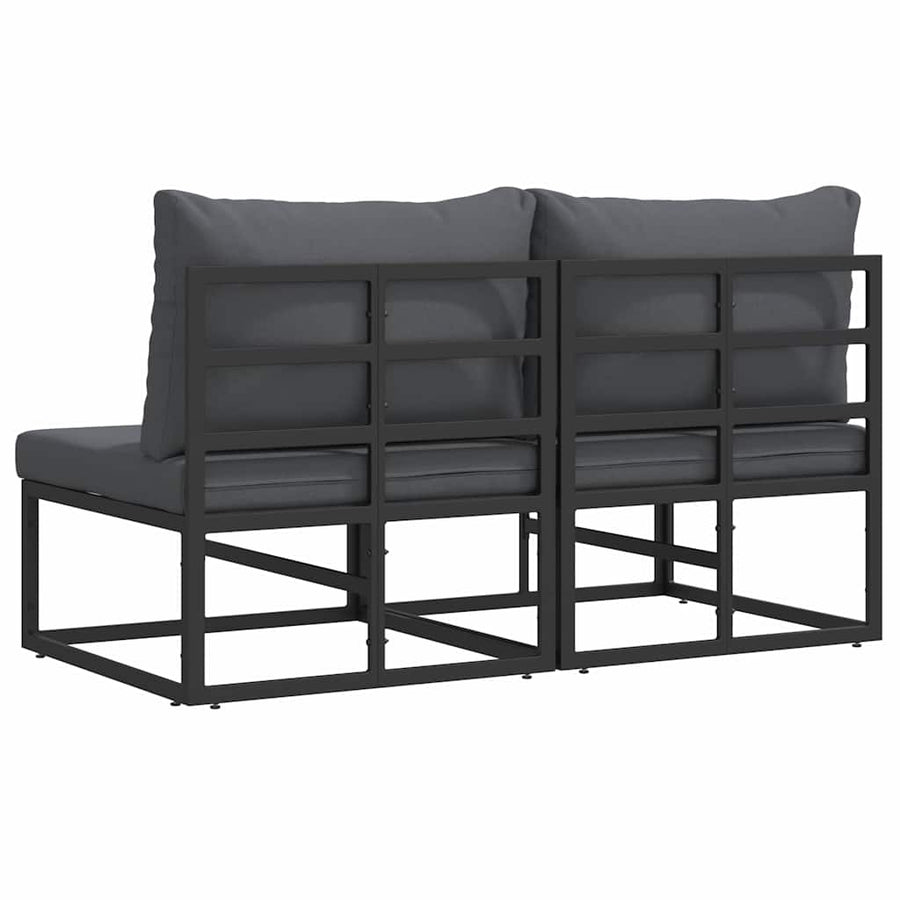 Buitenmeubelsets met kussen met kussen 2 pcs Zwart en Anthraciet