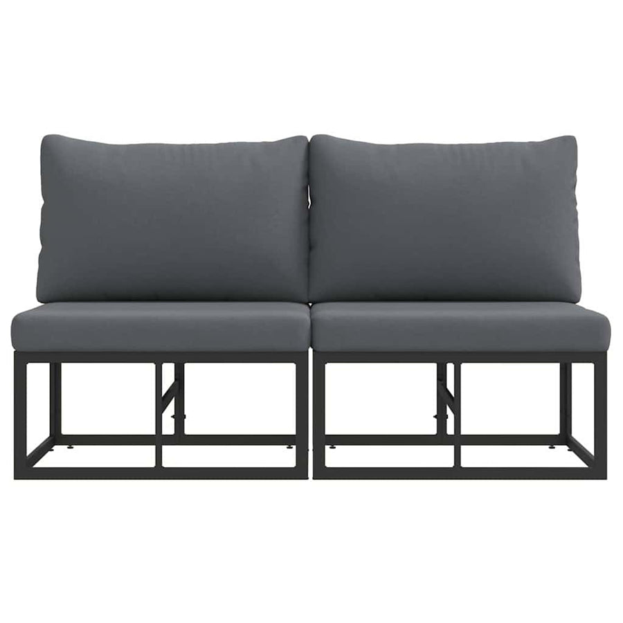 Buitenmeubelsets met kussen met kussen 2 pcs Zwart en Anthraciet