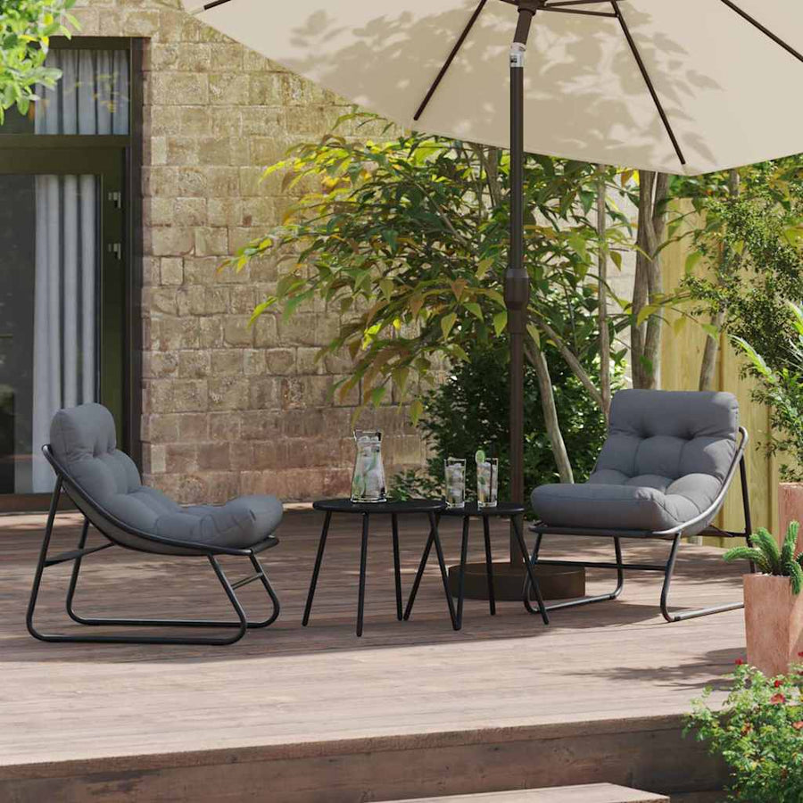 Tuinmeubelen 2 pcs Zwart 60,5 x 81 x 71 cm Gepoedercoat staal