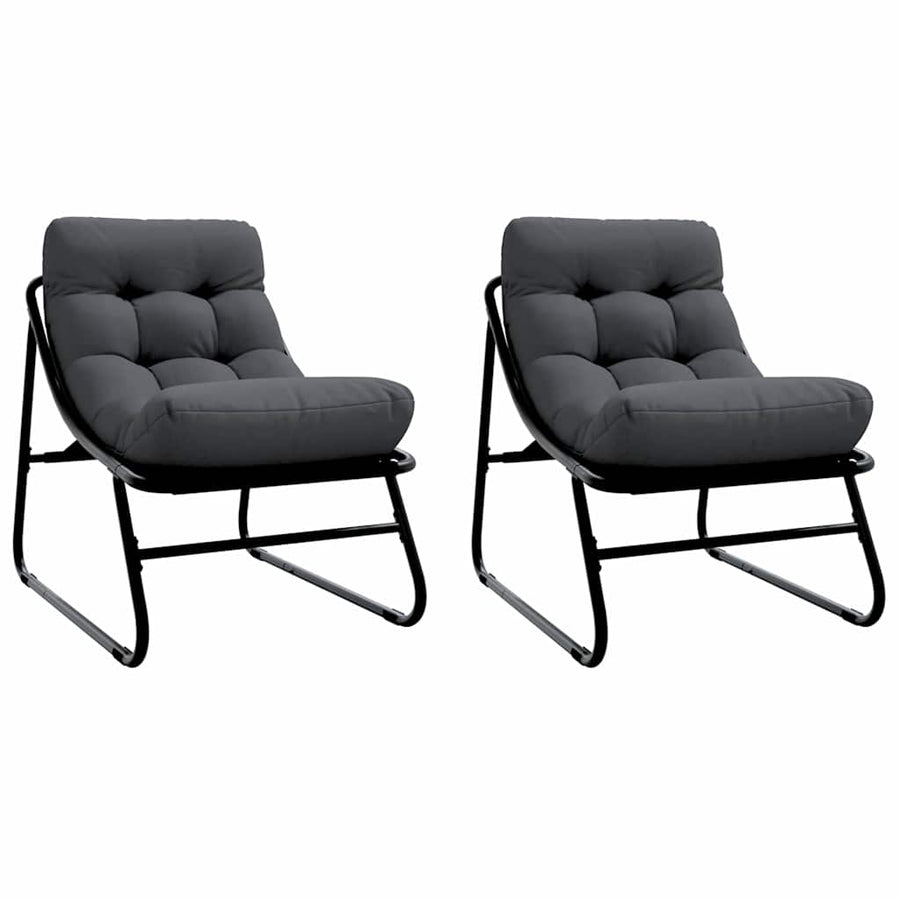Tuinmeubelen 2 pcs Zwart 60,5 x 81 x 71 cm Gepoedercoat staal