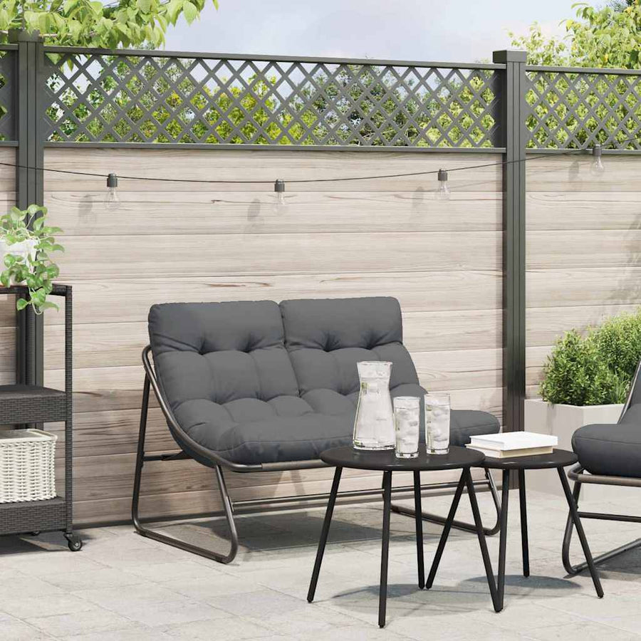 Tuinmeubelen met kussen Zwart 110 x 80 x 71 cm Metaal