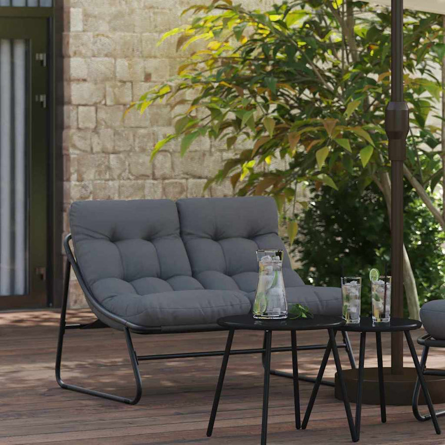 Tuinmeubelen met kussen Zwart 110 x 80 x 71 cm Metaal