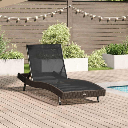 Ligstoel met kussen 1-persoon Bruin 197 x 70 x 82 cm Poly riet