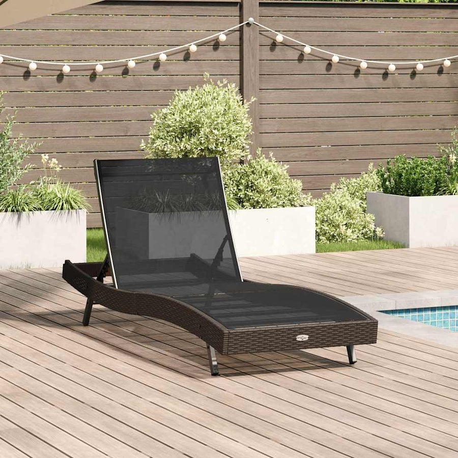 Ligstoel met kussen 1-persoon Bruin 197 x 70 x 82 cm Poly riet